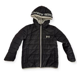 Under Armour Boys Puffer Jacket - Black/Gray - Size 5
